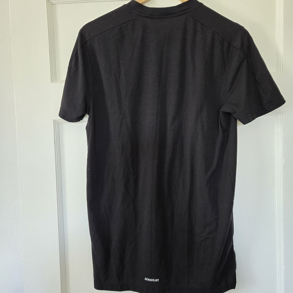 adidas Black Short Sleeve Crewneck Tee with White Logo - Picture 4 of 5